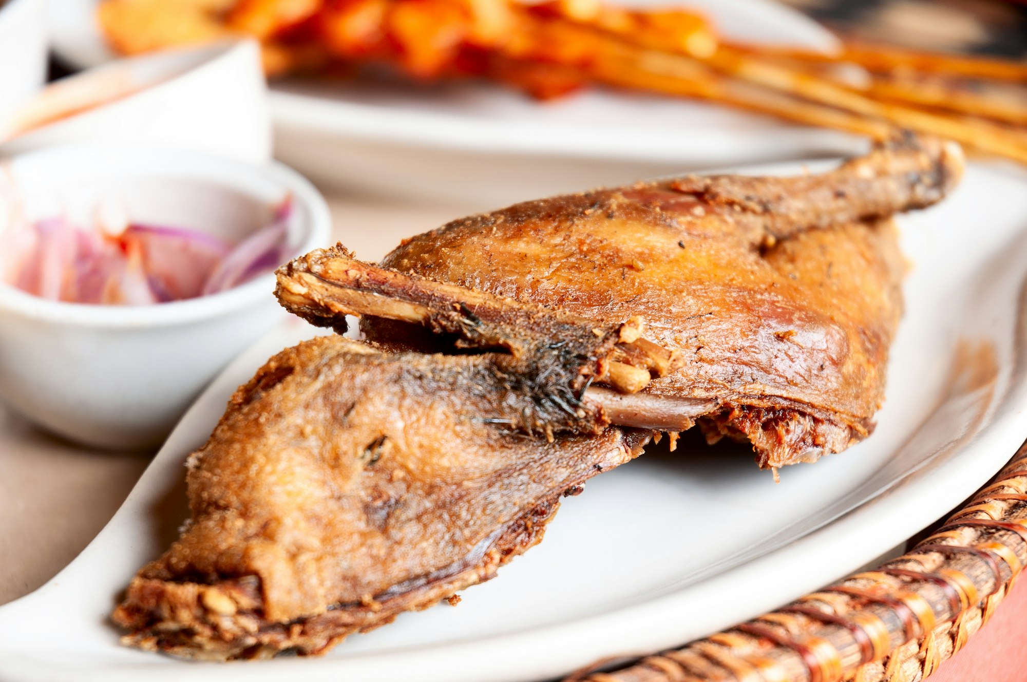 Roast pigeon, one of Southeast Asian cuisines. Bali, Indonesia